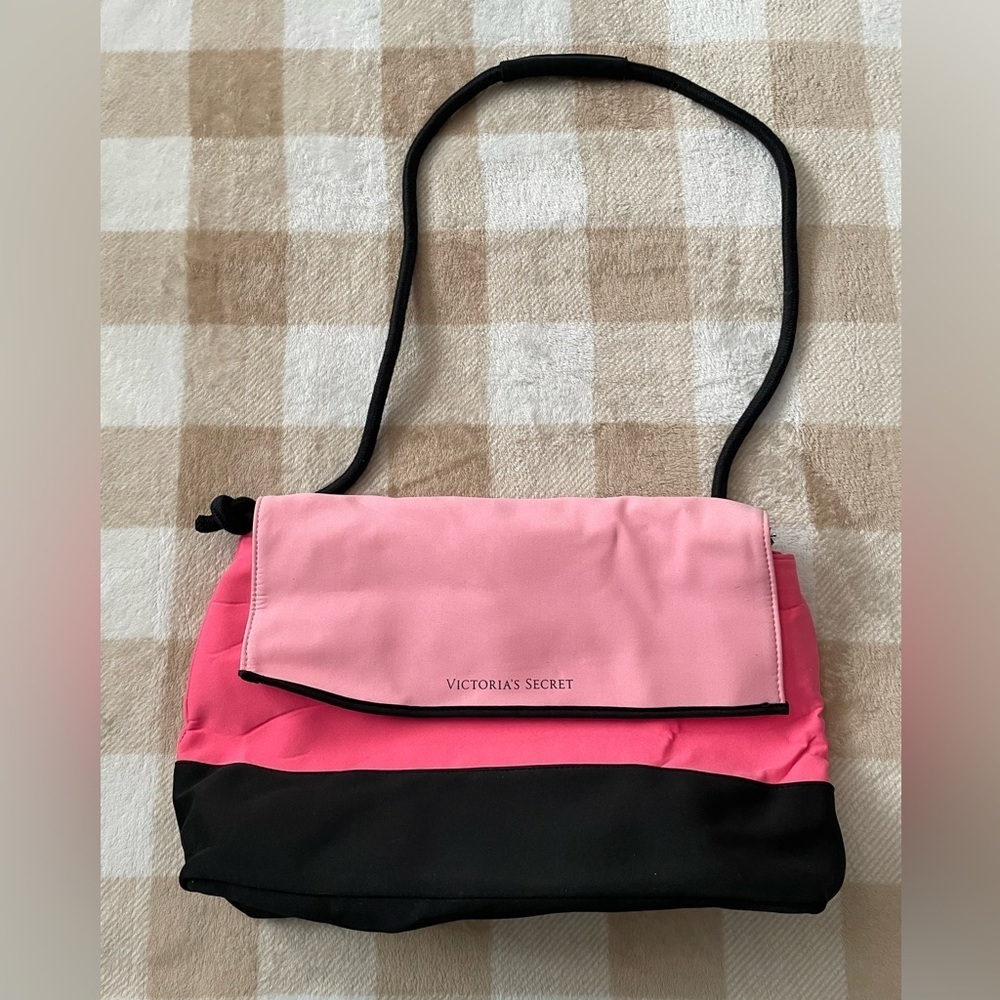 Victorias Secret Pink Black Neoprene Insulated Cooler Tote Picnic Beach Bag